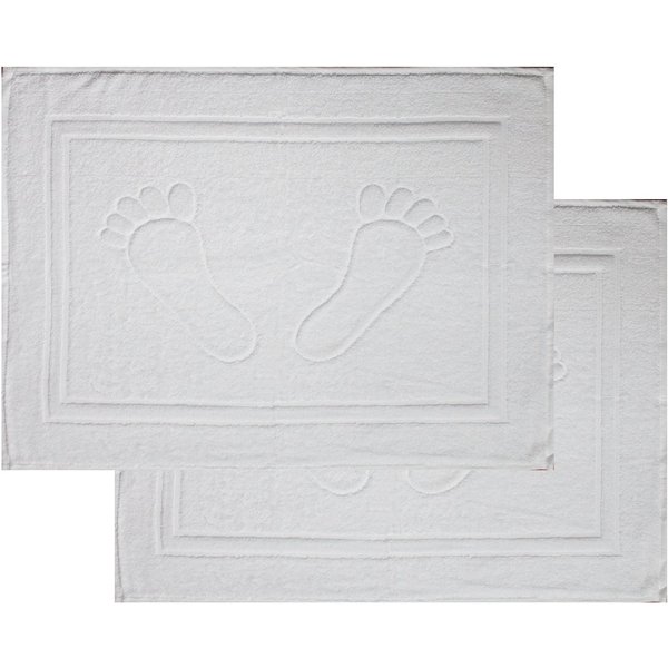 KH-Haushaltshandel Duschmatte 2er Pg. Badvorleger, Badematte Duschvorleger, ca, 50 x 70 cm, Füße, flauschig, saugstark, 750 Gr./m², Frottier, Uni einfarbig, 100