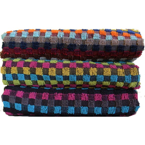 KH-Haushaltshandel Handtuch Frottier Grubentuch, 50x90 cm, Multicolor kariert, Handtuch, Baumwolle, Frottier (3-St), 3er Packung, robustes Zwirn Frottee