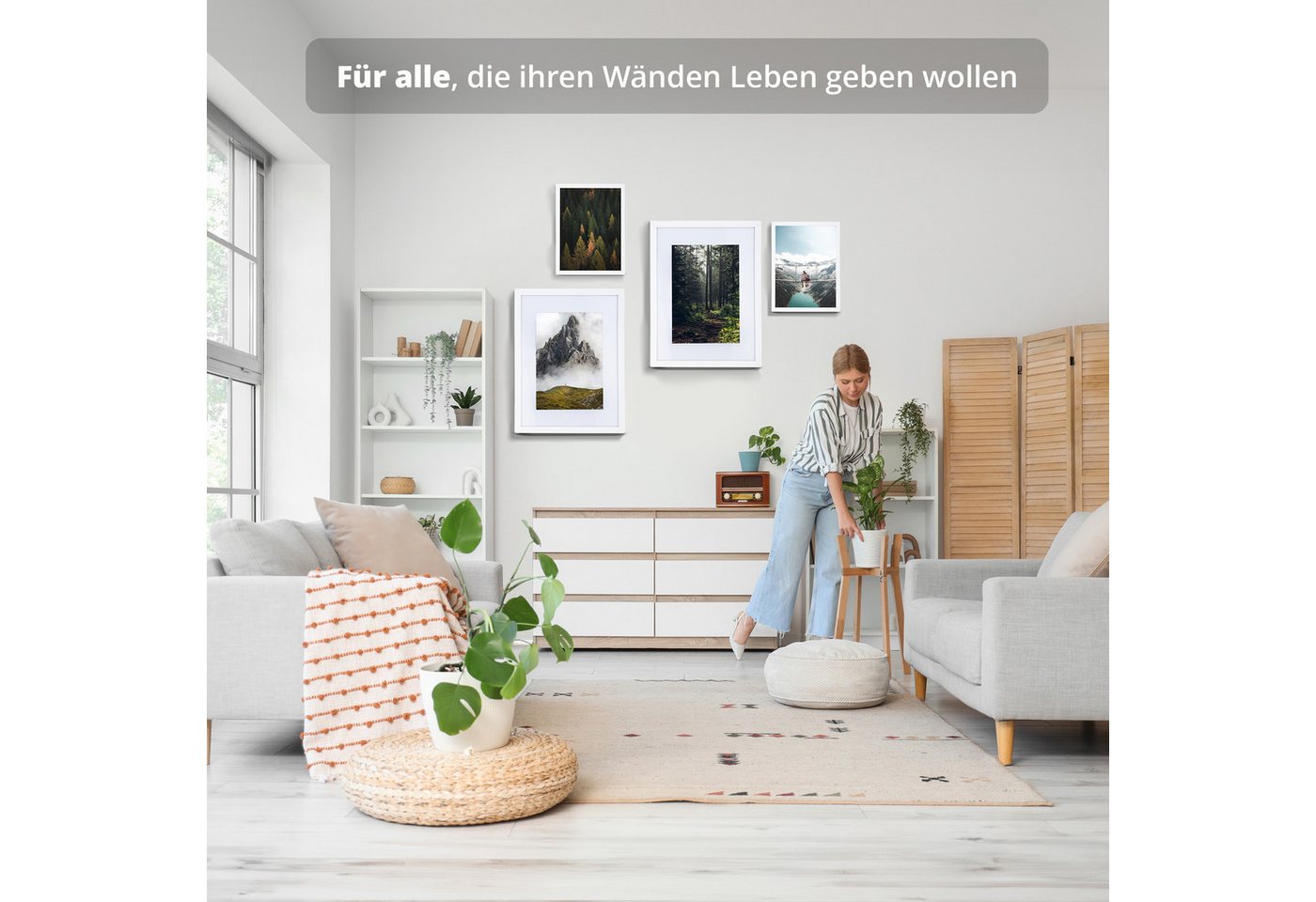KHG Bilderrahmen 13x18 cm Weiß, für 1 Bilder (stabile Glasfront, MDF-Holz-Rahmen foliert & Passepartout, 1 St), Premium-Rahmen für Fotos, Poster, Zertifikate &  – Bild 4 von 5