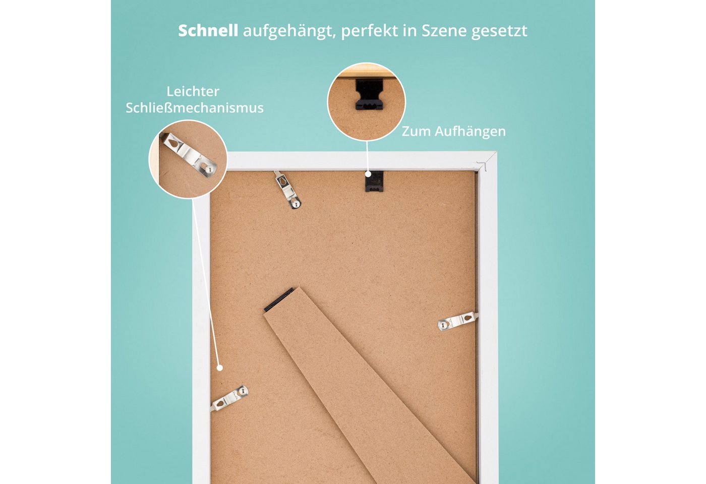 KHG Bilderrahmen 13x18 cm Weiß, für 1 Bilder (stabile Glasfront, MDF-Holz-Rahmen foliert & Passepartout, 1 St), Premium-Rahmen für Fotos, Poster, Zertifikate &  – Bild 5 von 5