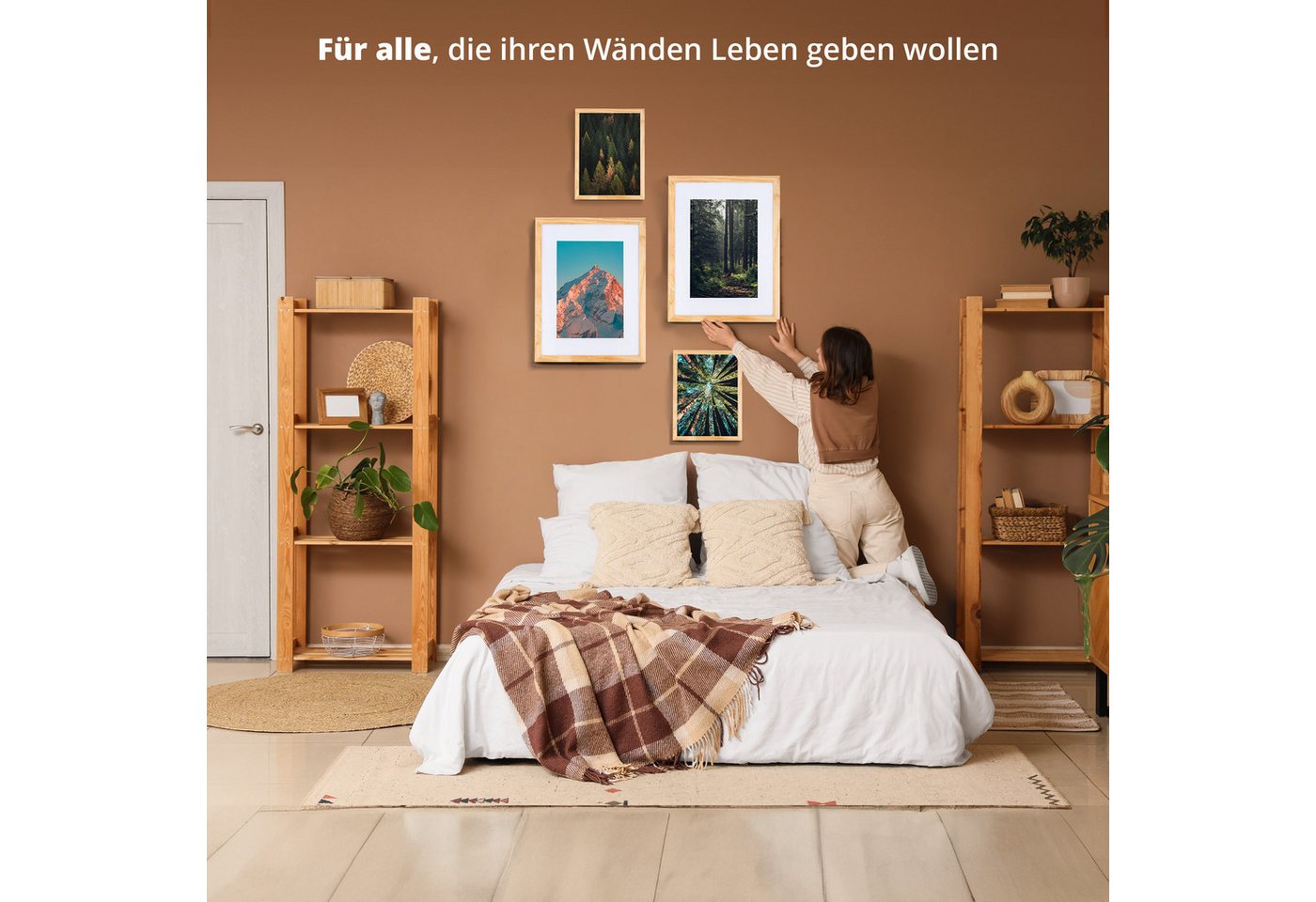 KHG Bilderrahmen 24x30 cm Natur, für 1 Bilder (stabile Glasfront, MDF-Holz-Rahmen foliert & Passepartout, 1 St), Premium-Rahmen für Fotos, Poster, Zertifikate & – Bild 4 von 5