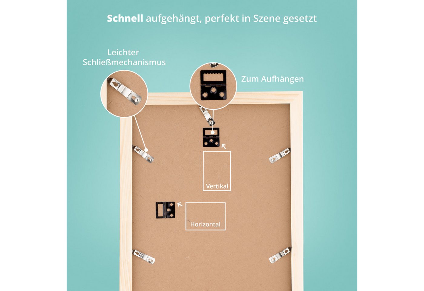 KHG Bilderrahmen 24x30 cm Natur, für 1 Bilder (stabile Glasfront, MDF-Holz-Rahmen foliert & Passepartout, 1 St), Premium-Rahmen für Fotos, Poster, Zertifikate & – Bild 5 von 5