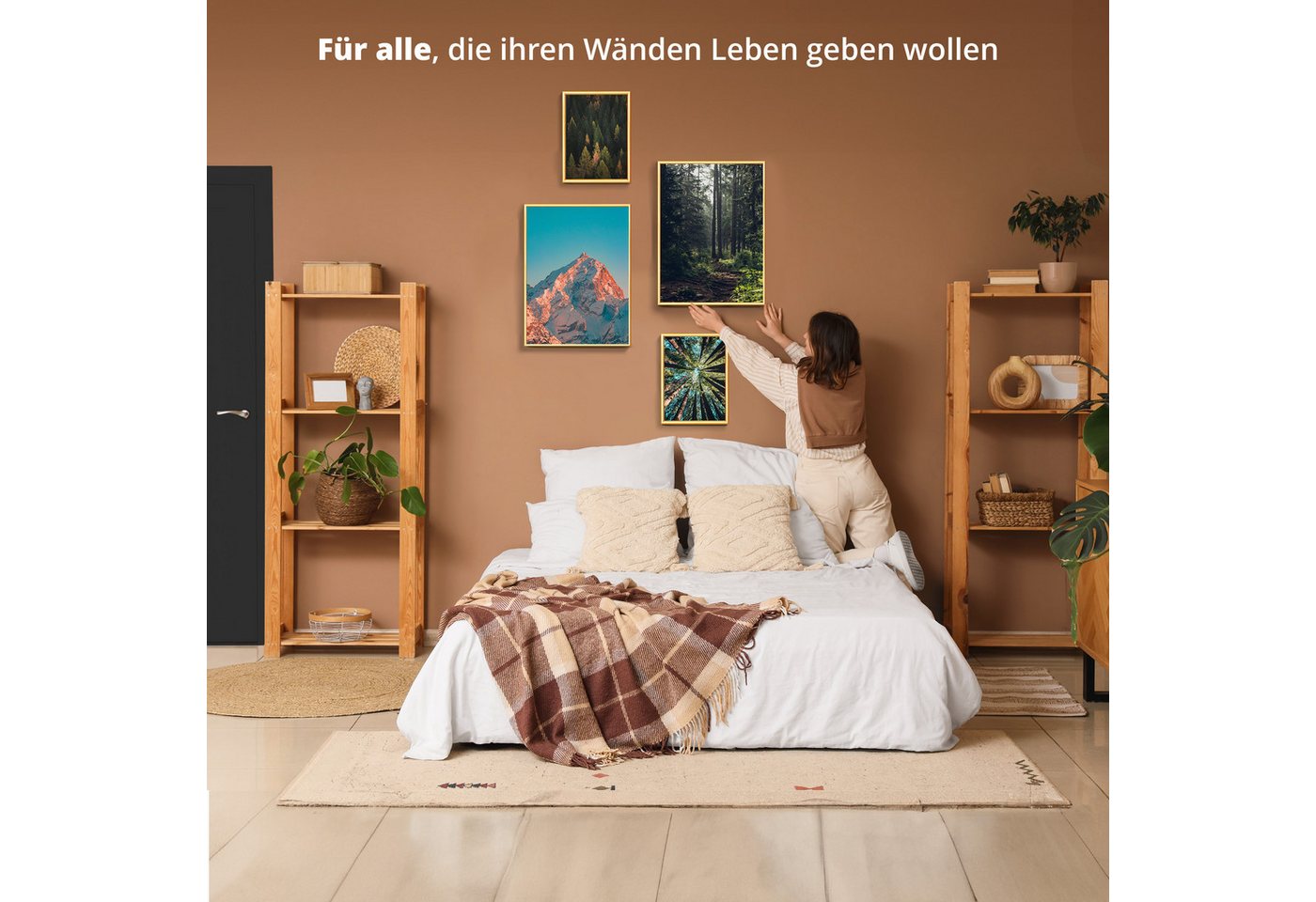 KHG Bilderrahmen 30x40 cm Gold, für 1 Bilder (stabile Glasfront & Kunststoff-Rahmen, 1 St), für Fotos, Poster, Zertifikate & Collagen, Steckanbringung für Hoch- – Bild 4 von 5