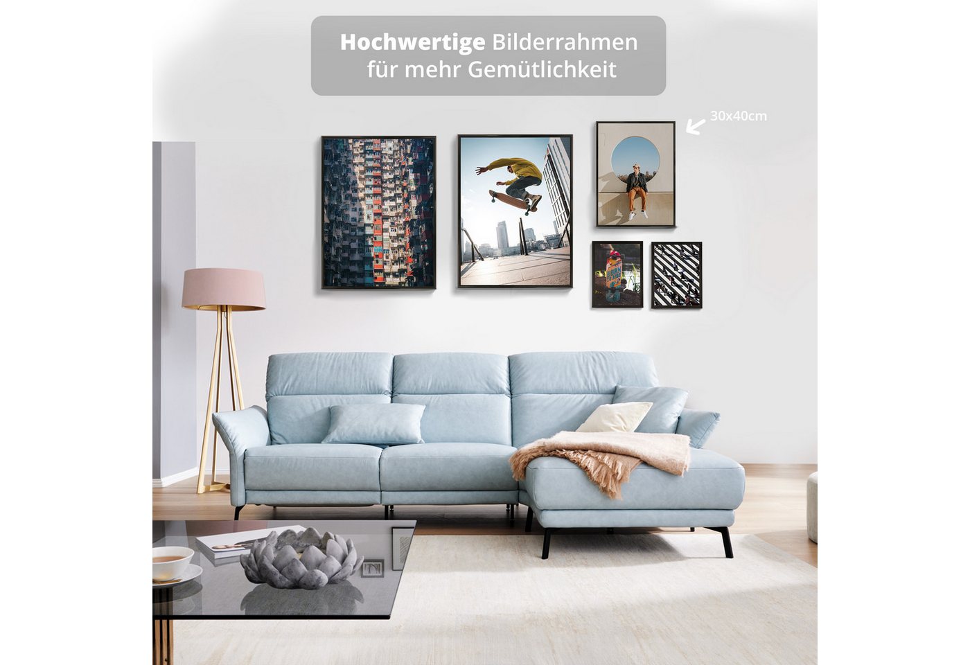 KHG Bilderrahmen 30x40 cm Schwarz, für 1 Bilder (stabile Glasfront & Kunststoff-Rahmen, 1 St), für Fotos, Poster, Zertifikate & Collagen, Steckanbringung für Ho – Bild 3 von 5
