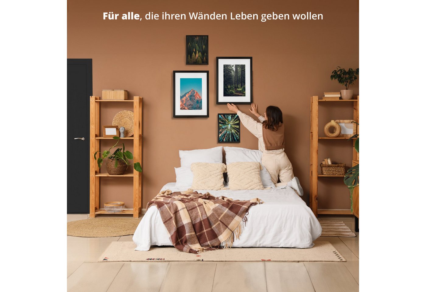 KHG Bilderrahmen 60x80 cm Schwarz, für 1 Bilder (stabile Glasfront, MDF-Holz-Rahmen foliert & Passepartout, 1 St), Premium-Rahmen für Fotos, Poster, Zertifikate – Bild 4 von 5