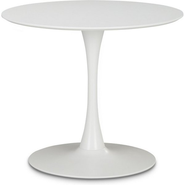 KHG Esstisch Rund 90 cm Durchmesser, Weiß, bis 120 kg belastbar, Tischplatte lackiert, minimalistisches Design, für bis zu 4 Personen