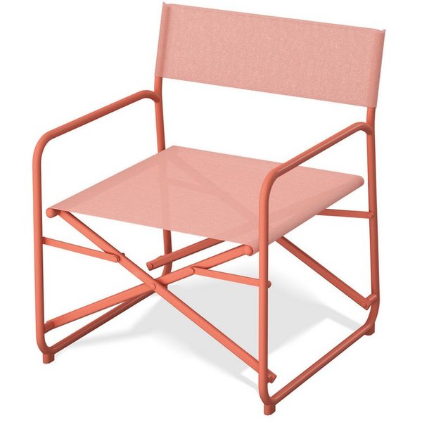 KHG Gartensessel Orange-Rot, moderner Gartenstuhl auf Stahl-Gestell mit Textil-Gewebe, (klappbar, wetterfest, 120 kg belastbar 65x79x65 cm, 1-St), Armlehne