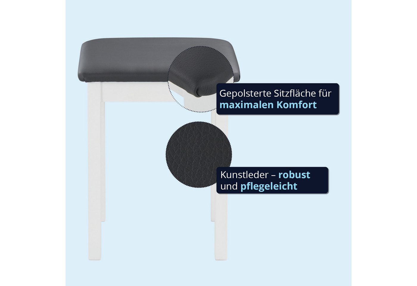 KHG Hocker Polsterhocker für eine Person, Landhausstil, bis 110 kg belastbar, Platzsparend, Gepolstert, Massivholz Buche – Bild 3 von 5