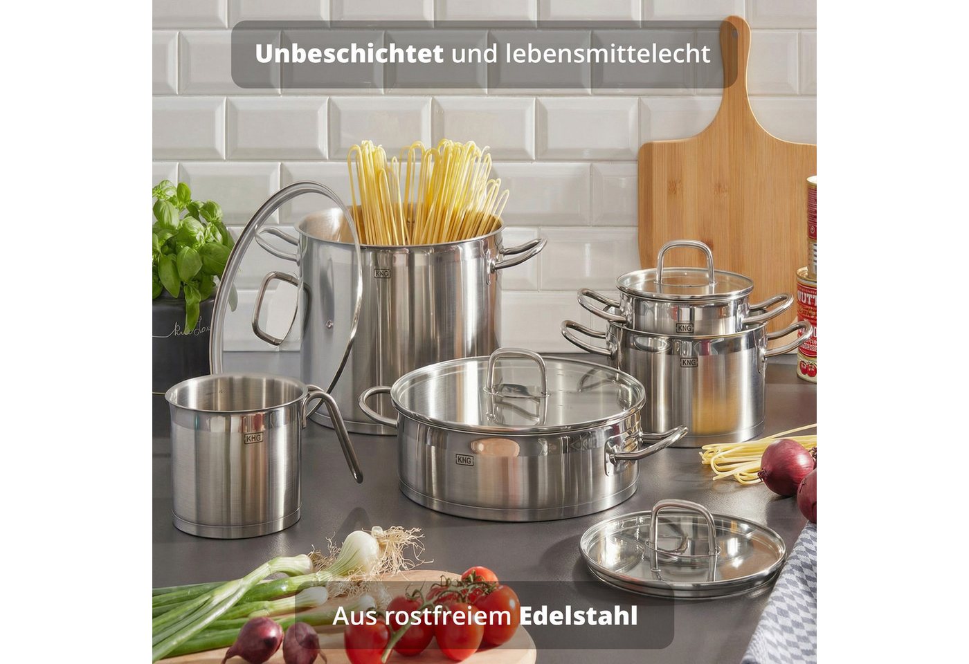KHG Kochtopf Milchtopf 14 cm Durchmesser, inkl. Ausguss, Edelstahl, 1,5 Liter Volumen, Innenskala, für alle Herdarten inklusive Induktion – Bild 5 von 5
