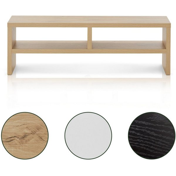 KHG TV-Board TV-Schrank Eiche-Optik mit 2 offenen Fächern 140x45x35 cm (Kompaktes Lowboard mit viel Stauraum, stabile Konstruktion, 1 St., Kabelmanagement durch