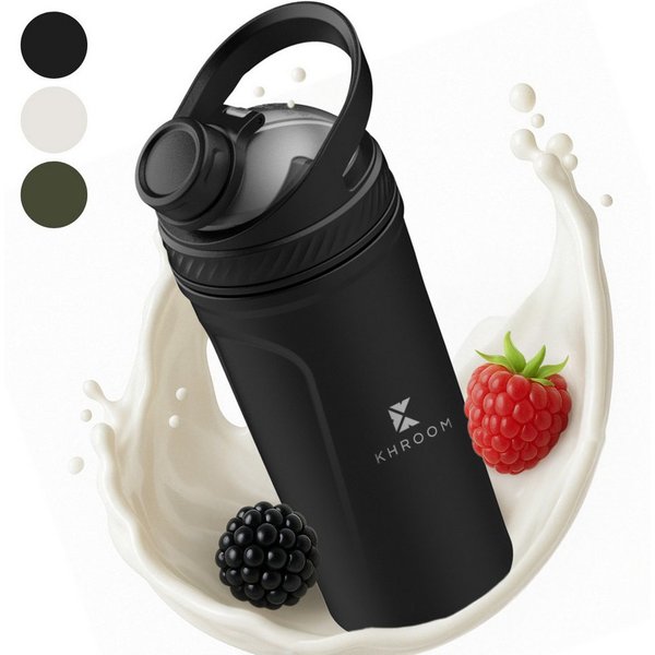 Khroom Protein Shaker aus Edelstahl mit Thermofunktion, 700ml, Fitness Eiweiß Shaker, (12h kalt/warm, spülmaschinenfest), Thermofunktion
