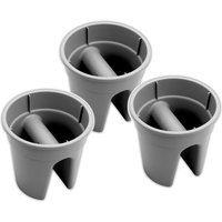 KHW Balkonkasten »Flowerclip«, 3er Set (Grau)
