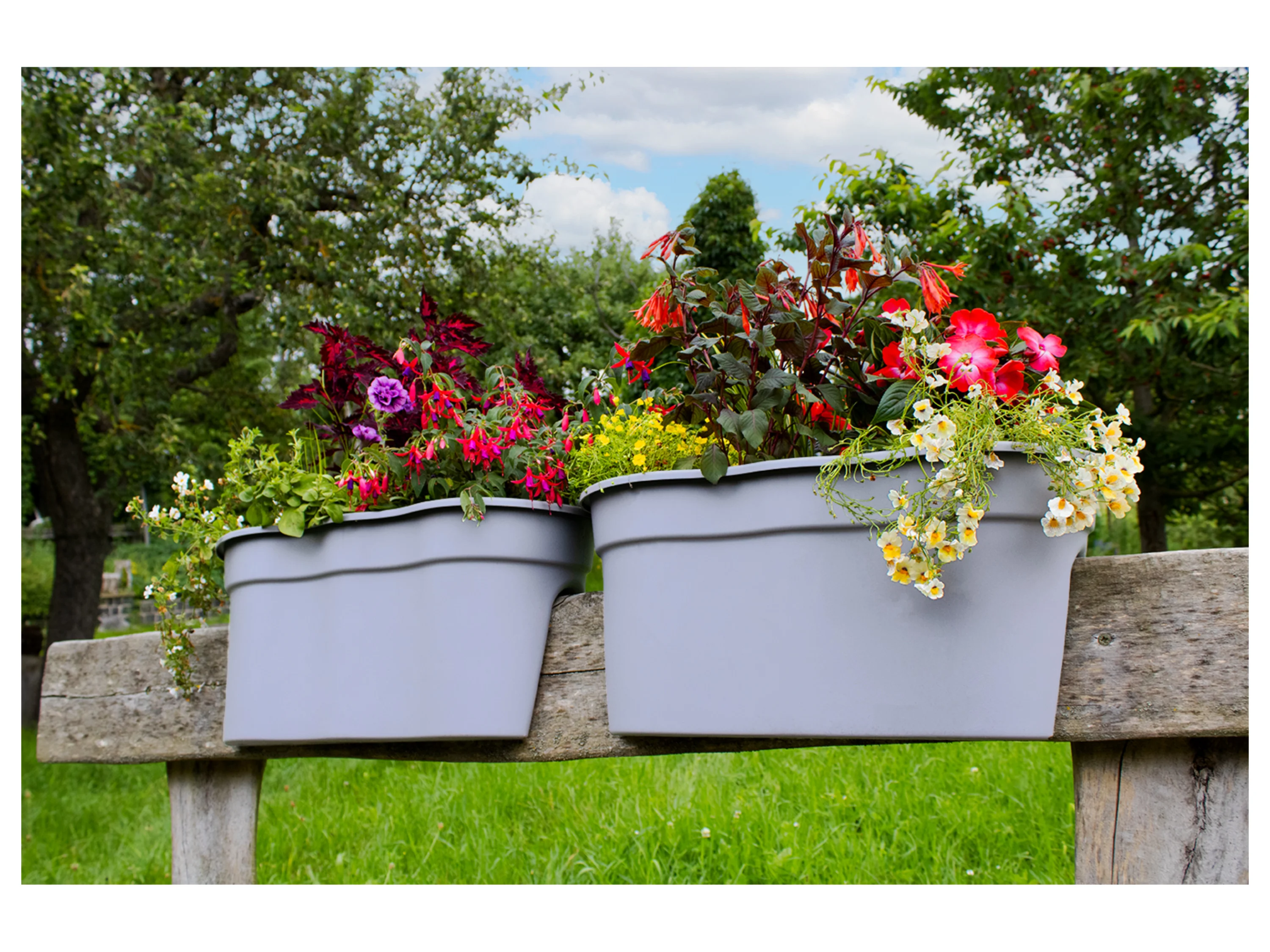 KHW Balkonkasten »Flowerclip XL«, 2er Set (Grau) – Bild 3 von 4
