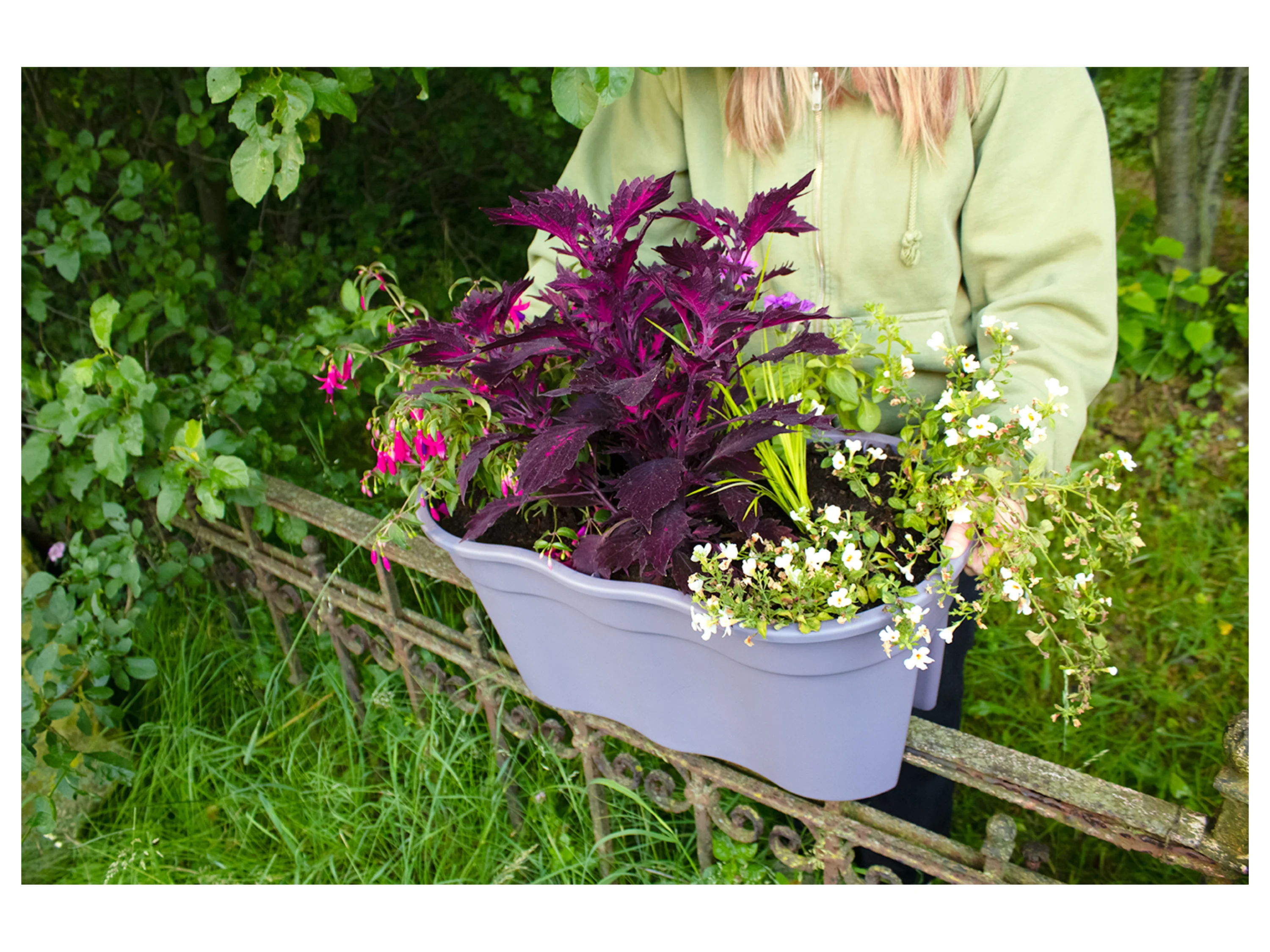 KHW Balkonkasten »Flowerclip XL«, 2er Set (Grau) – Bild 4 von 4