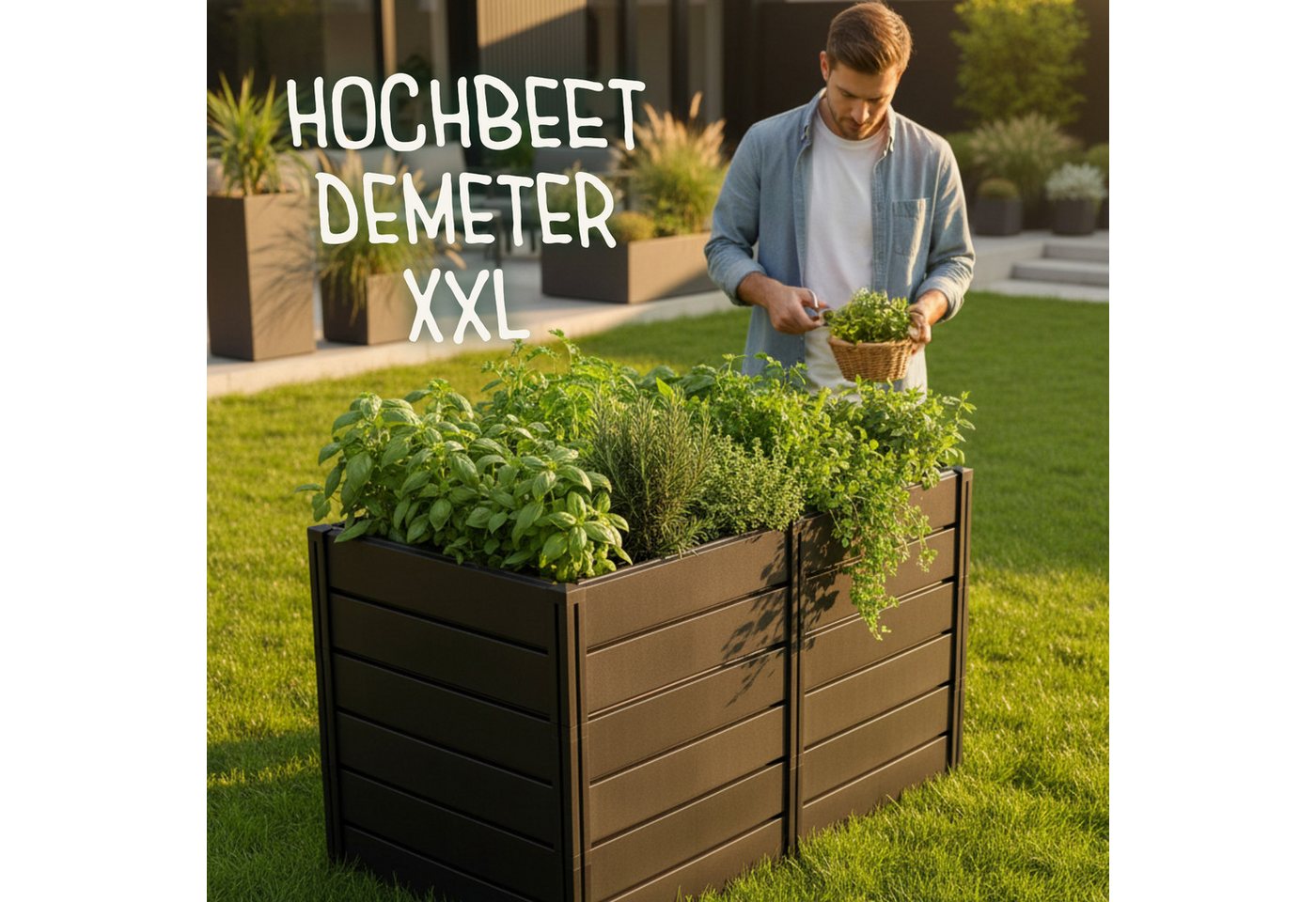 KHW Hochbeet Demeter XXL (Spar-Set), platzsparende Bauweise, erweiterbar, BxTxH: 158x82x92 cm – Bild 2 von 4