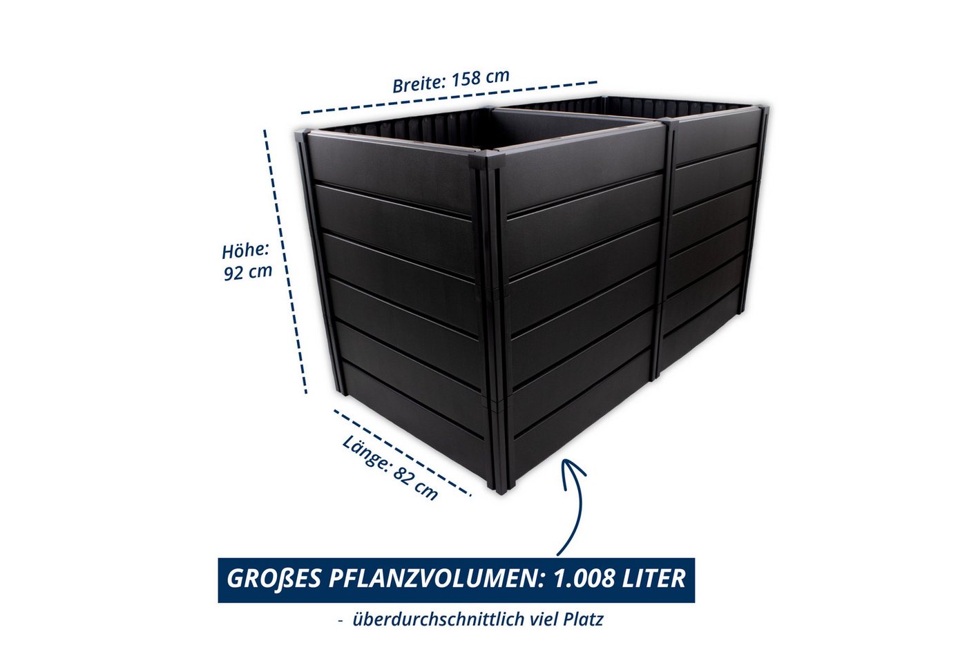 KHW Hochbeet Demeter XXL (Spar-Set), platzsparende Bauweise, erweiterbar, BxTxH: 158x82x92 cm – Bild 4 von 4