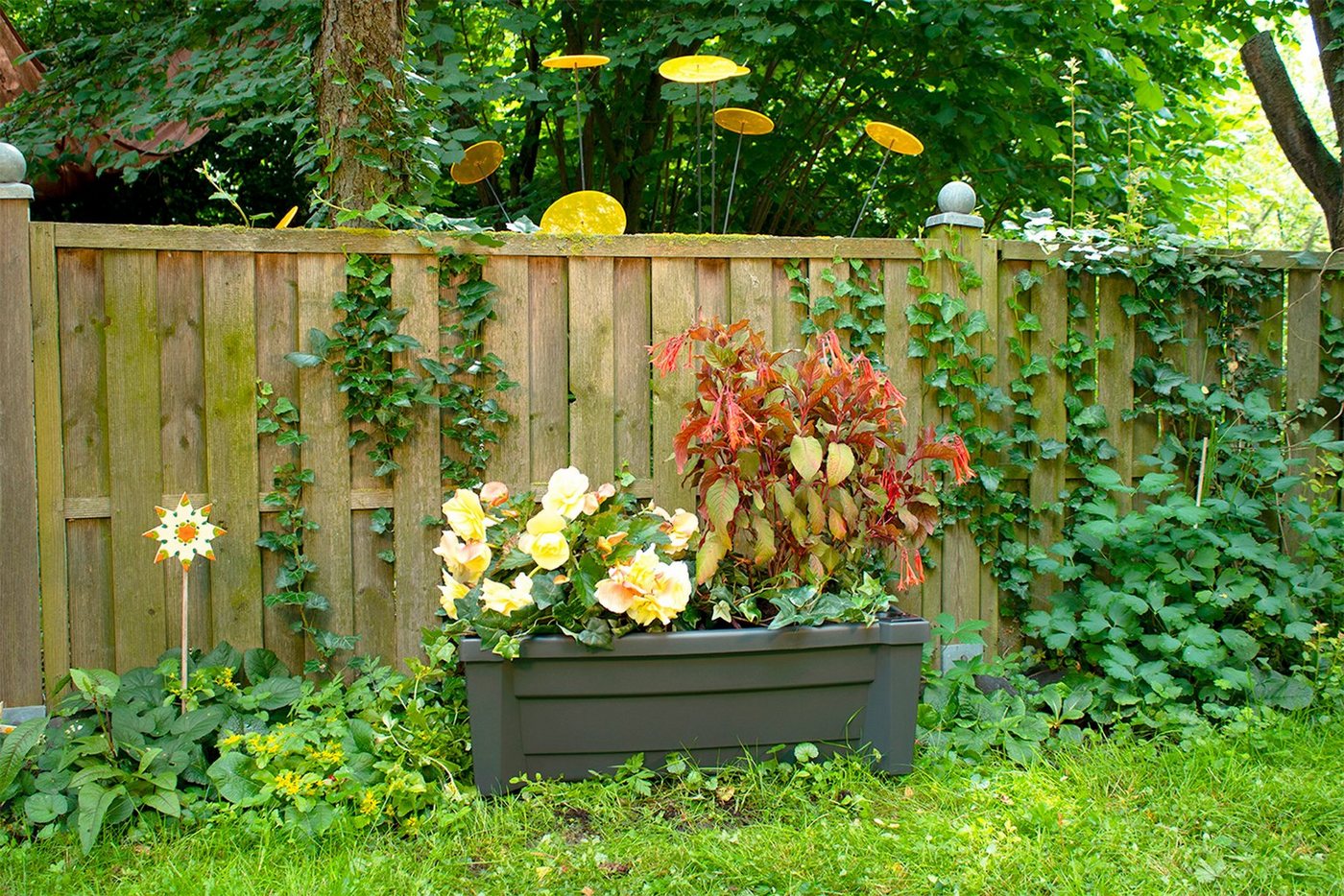 KHW Pflanzkübel, Pflanzkasten auf Rollen mit Bewässerungssystem, BxTxH: 79x35x33 cm – Bild 4 von 5