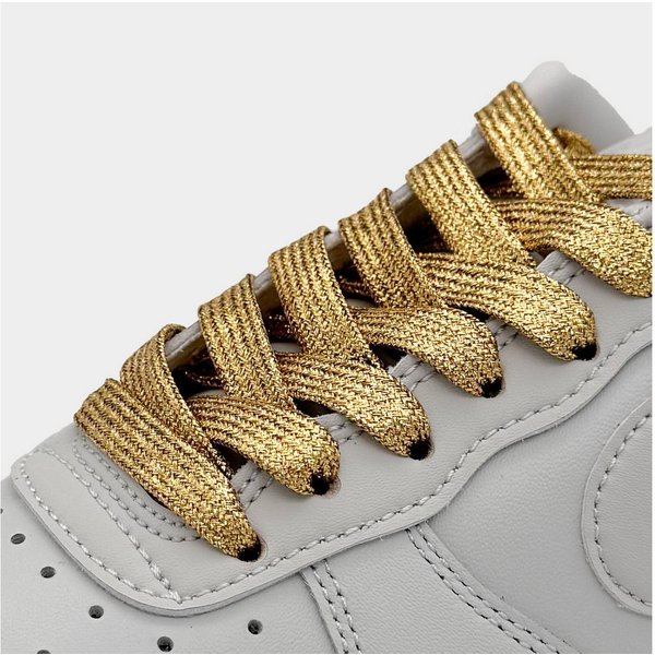 Kicksarchive Schnürsenkel Flache Glitzer Schnürsenkel Glitter Laces Kostüm Silber Bunt Weiß 8mm