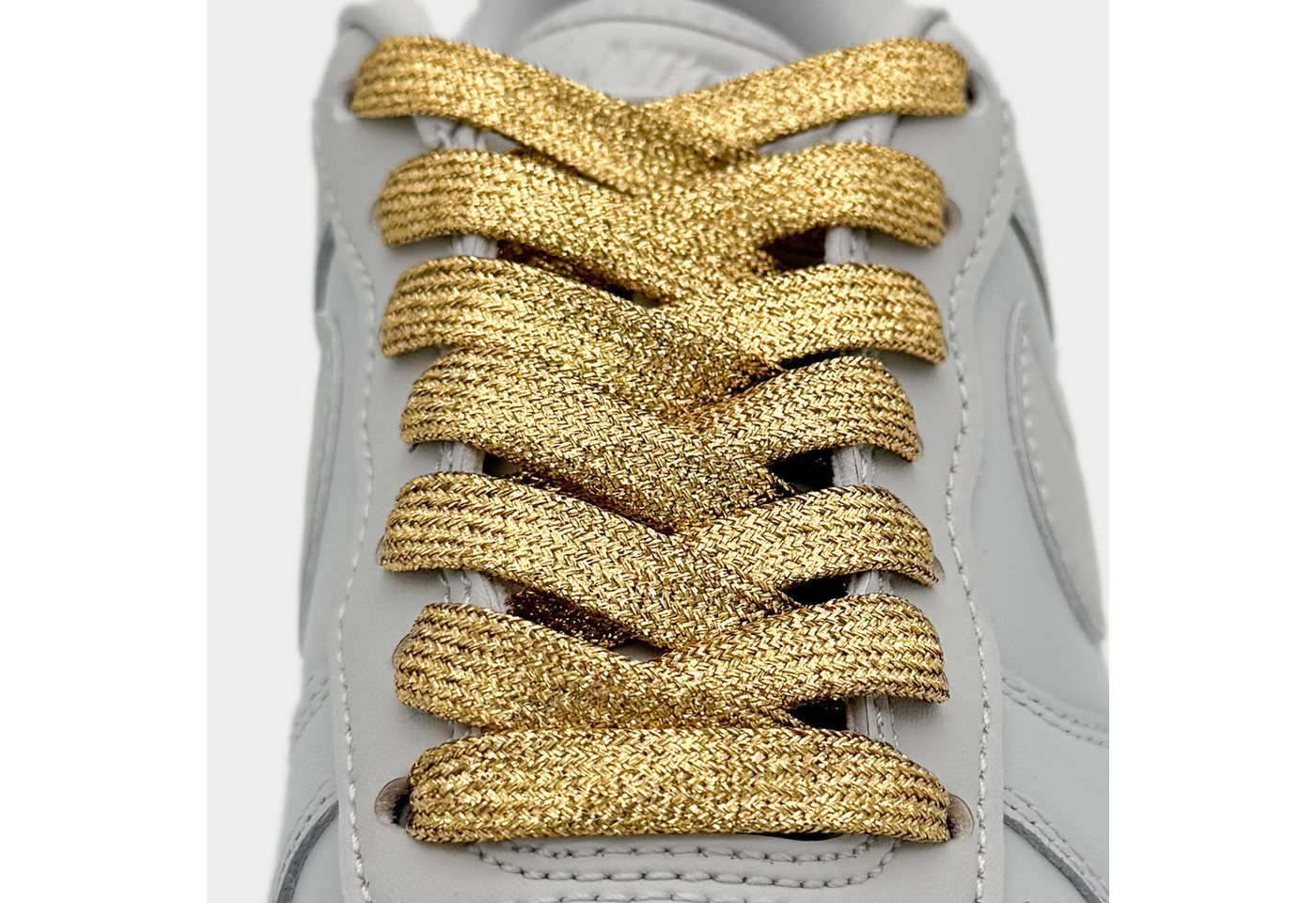 Kicksarchive Schnürsenkel Flache Glitzer Schnürsenkel Glitter Laces Kostüm Silber Bunt Weiß 8mm – Bild 2 von 3