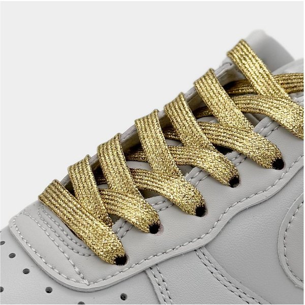 Kicksarchive Schnürsenkel Flache Glitzer Schnürsenkel Glitter Laces Kostüm Silber Bunt Weiß 8mm