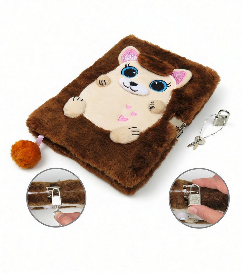 KiddiBex Tagebuch Mädchen mit Schloss & Geschenkverpackung, Tagebuch Mädchen Plüsch, Notizbuch, Liniert – A5 flauschiges Tagebuch – Bild 4 von 5