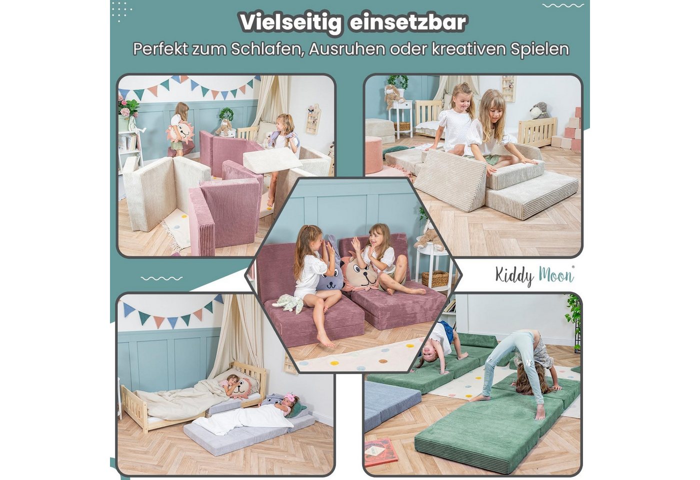 Klappmatratze KMMP-1650, KiddyMoon, 10.0 cm hoch, (abnehmbarer Bezug mit Reißverschluss), Made in Europe – Bild 3 von 5