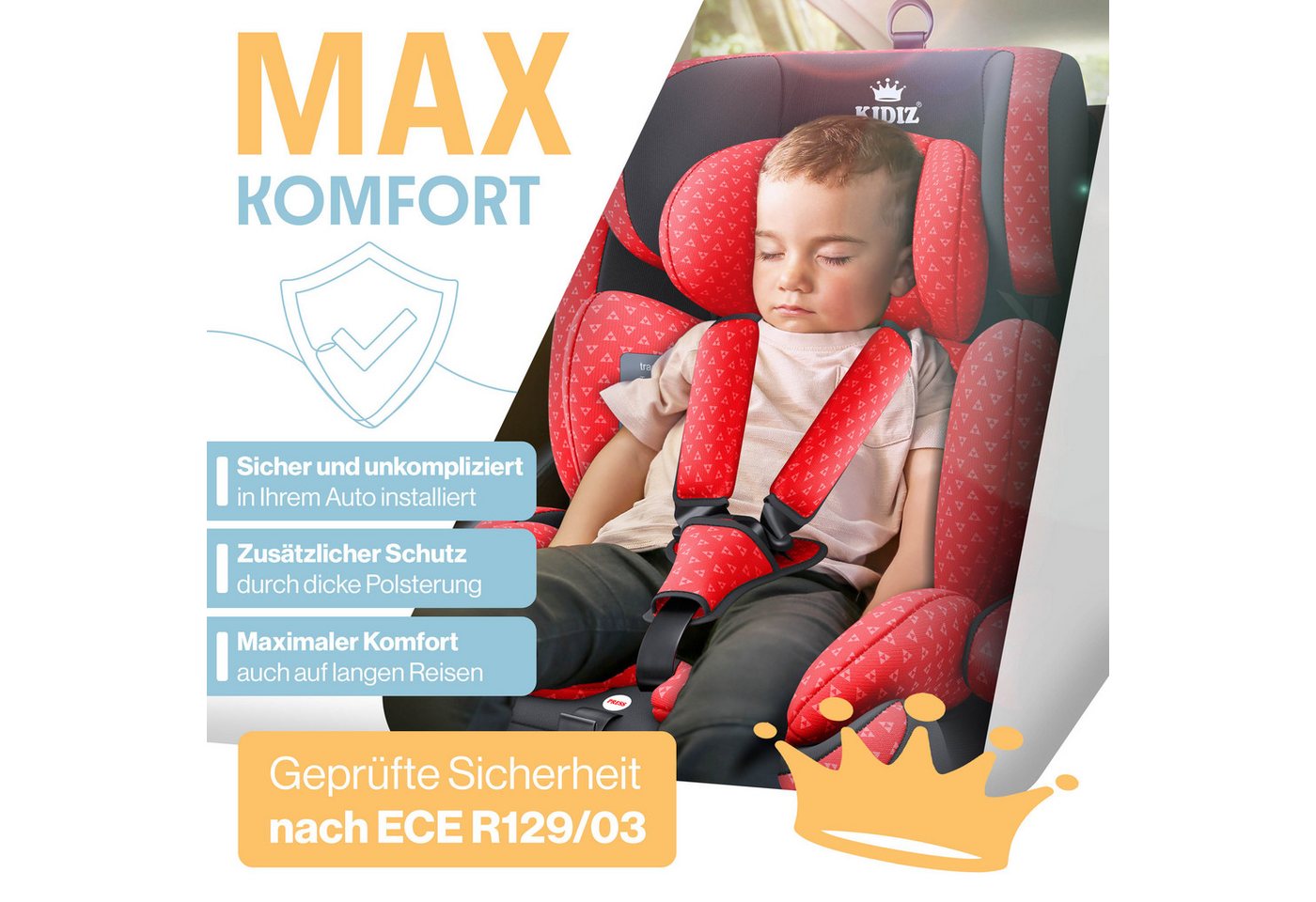KIDIZ Autokindersitz, Kinderautositz Isofix 1-12 Jahre, Mitwachsend, Gruppe 1+2+3, 9-36 kg – Bild 5 von 5