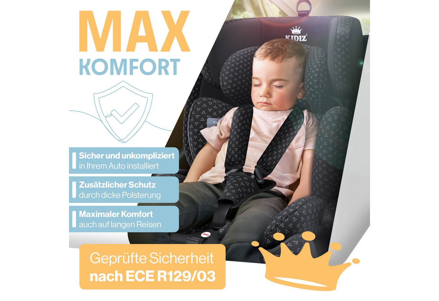 KIDIZ Autokindersitz, Kinderautositz Isofix 1-12 Jahre, Mitwachsend, Gruppe 1+2+3, 9-36 kg – Bild 5 von 5
