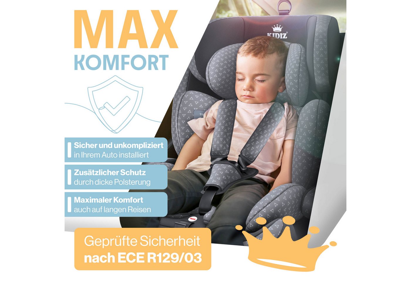 KIDIZ Autokindersitz, Kinderautositz Isofix 1-12 Jahre, Mitwachsend, Gruppe 1+2+3, 9-36 kg – Bild 5 von 5