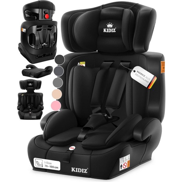 KIDIZ Autokindersitz 9-36kg Körpergewicht & 76-150cm Körpergröße, wächst mit ihrem Kind, bis: 1-12 Jahre, Geprüft & Zugelassen nach ECE R 129/03