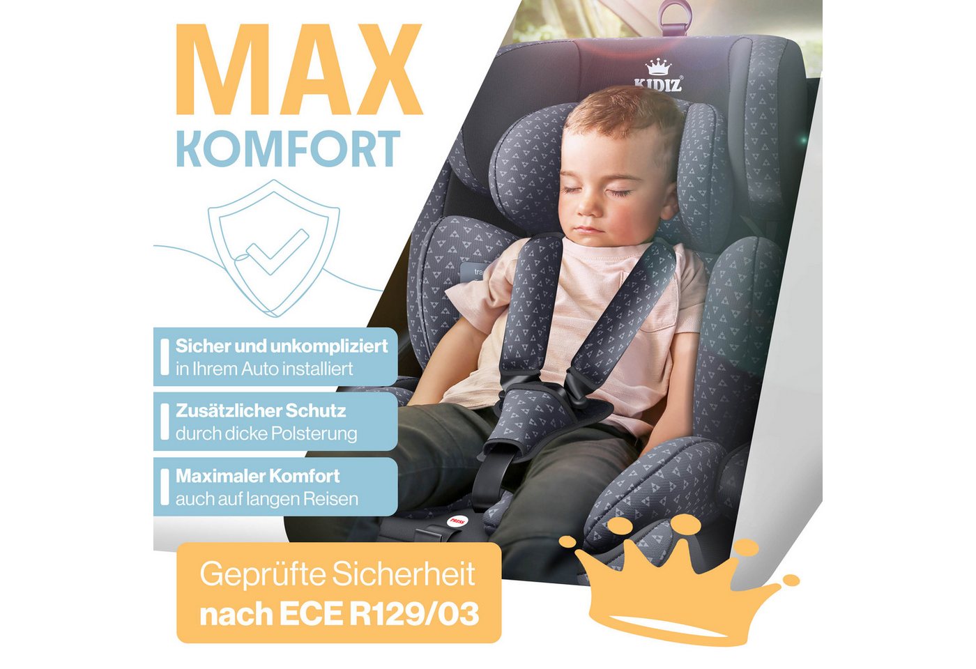 KIDIZ Autokindersitz, Kinderautositz Isofix 1-12 Jahre, Mitwachsend, Gruppe 1+2+3, 9-36 kg – Bild 5 von 5