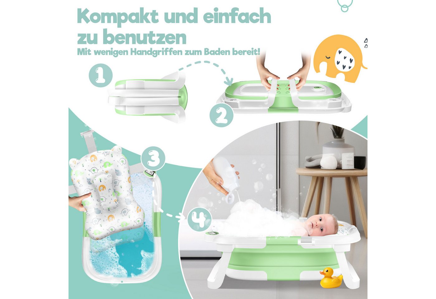 KIDIZ Babybadewanne, Baby Badewanne für Neugeborene Kleinkinder 0-12 Monate Babywanne – Bild 5 von 5