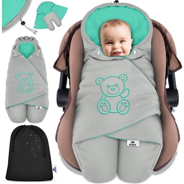 KIDIZ Deckenschlafsack, Baby Einschlagdecke mit Tasche für Winter & Herbst Babydecke Fußsack