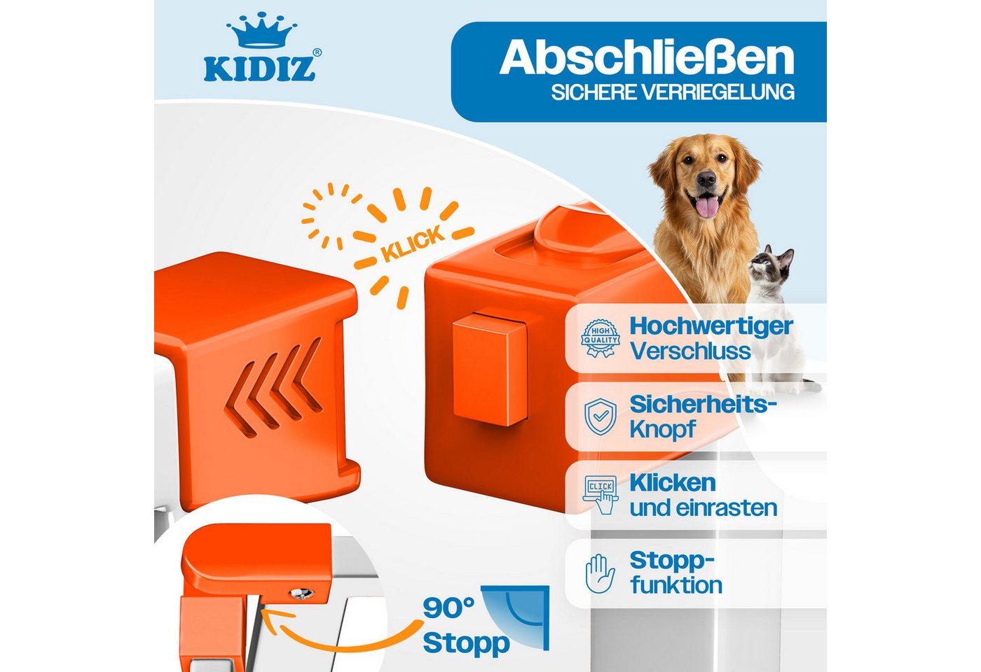 KIDIZ Türschutzgitter, Absperrgitter zum Klemmen mit Katzenklappe Treppenschutzgitter – Bild 3 von 5