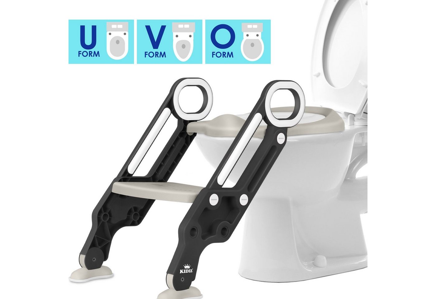 KIDIZ WC-Sitz, Kinder Toilettensitz Toilettentrainer mit Treppe und Griffe – Bild 2 von 5