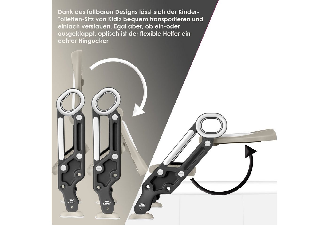 KIDIZ WC-Sitz, Kinder Toilettensitz Toilettentrainer mit Treppe und Griffe – Bild 3 von 5