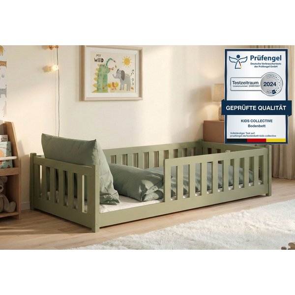 Kids Collective Kinderbett Bodenbett Bett mit Rausfallschutz & Lattenrost Montessori Bett Kinder (Jungen, Mädchen, Kinder, weitere Größen 80x160, 80x180, 90x190