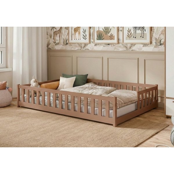 Kids Collective Kinderbett Bodenbett mit Rausfallschutz & Lattenrost Montessori Betten Kinder (Verfügbare Größen: 80 x 160, 80 x 180, 90 x 190, 90 x 200, 120 x 