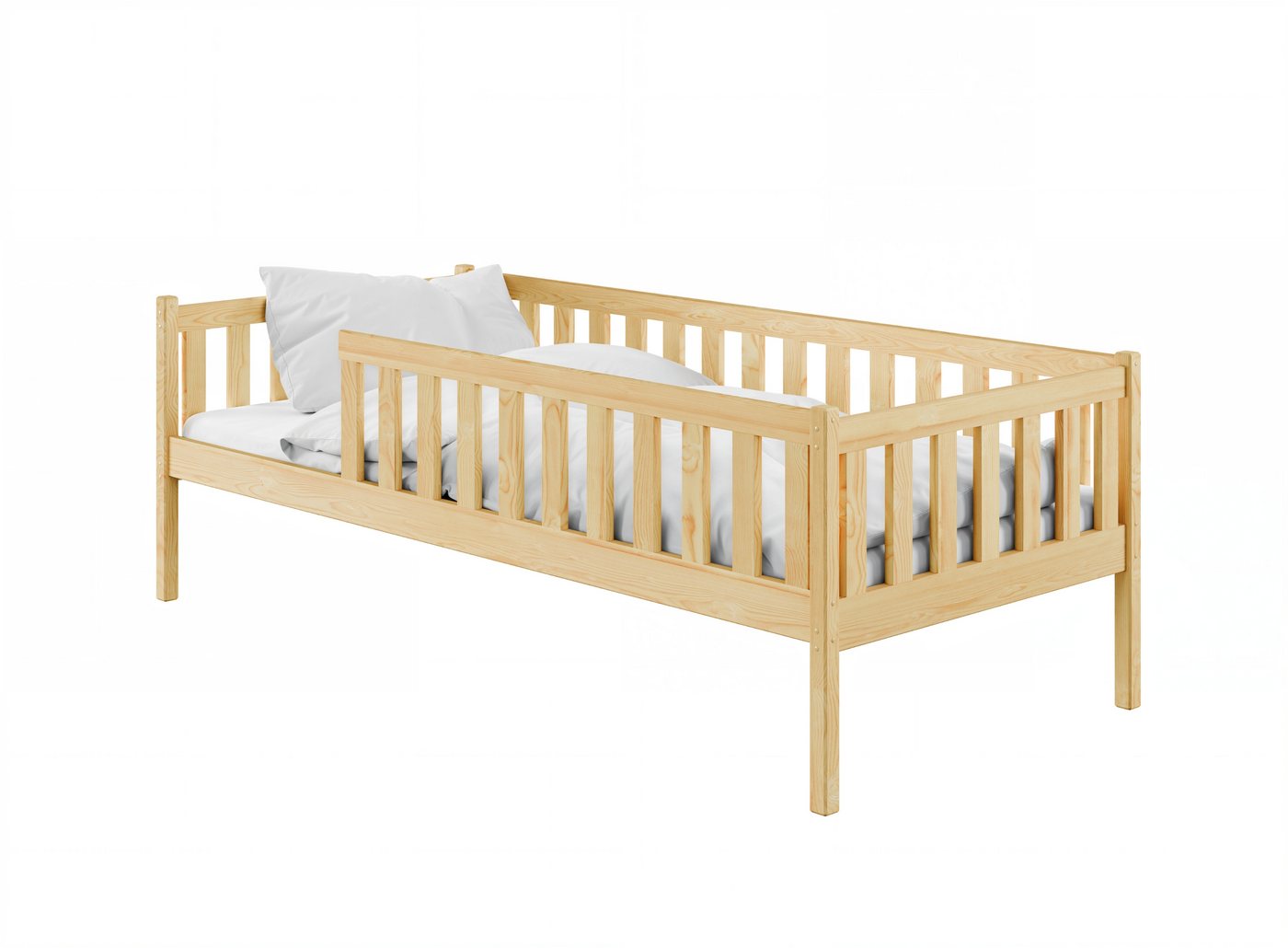 Kids Collective Kinderbett mit Rausfallschutz, Lattenrost und optionaler Matratze, Kinder Bett, 90x200 cm: von 4. bis 18. Lebensjahr, natur – Bild 2 von 4