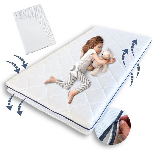 Kindermatratze AERO PLUS mit Ventilationsstreifen 60x120 70x140 80x160 80x180 90x200, Kids Collective, 10 cm hoch, Babymatratze Matratze für Babybett oder Kinde