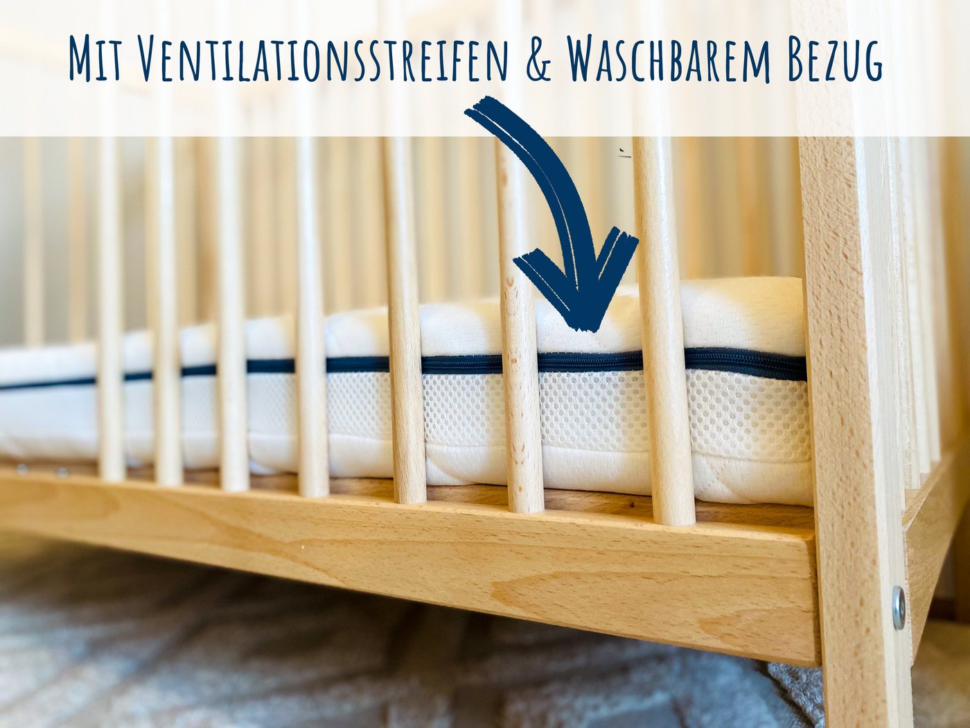 Kindermatratze AERO PLUS mit Ventilationsstreifen 60x120 70x140 80x160 80x180 90x200, Kids Collective, 10 cm hoch, Babymatratze Matratze für Babybett oder Kinde – Bild 4 von 4