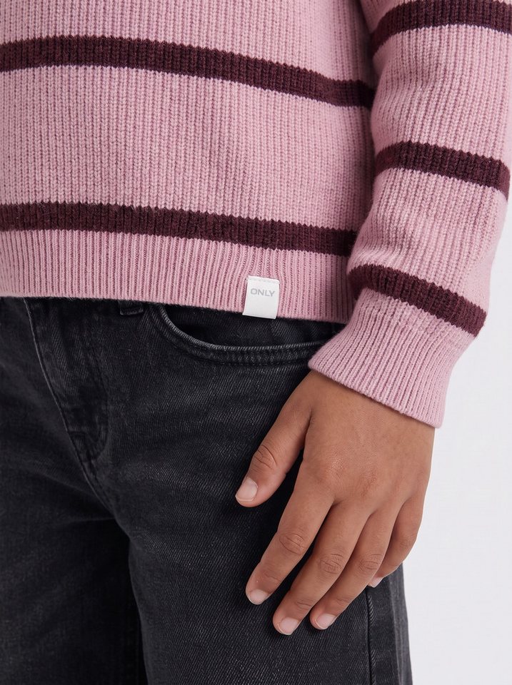 KIDS ONLY Strickpullover KMGFRANCA LIFE SHORT LS STRIPE KNT NOOS Viskosemischung, loose fit – Bild 3 von 5