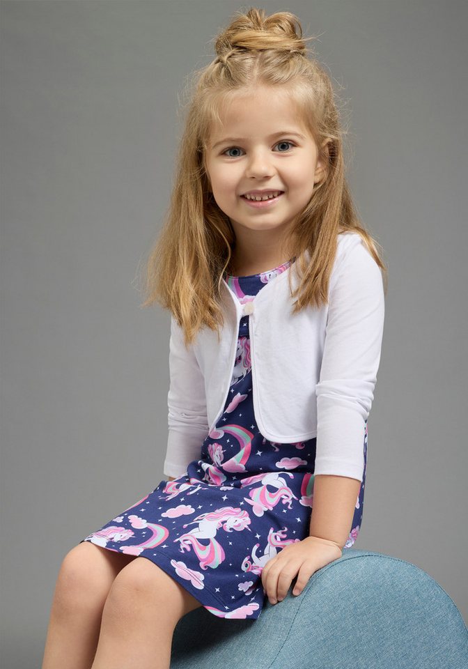 KIDSWORLD Bolero, Kleid & Leggings 2 tlg Set Kleid+Bolero Einhorn (Set, 2-tlg., 2) bedrucktes Design, aus Baumwollmischung, Single Jersey Material – Bild 3 von 5
