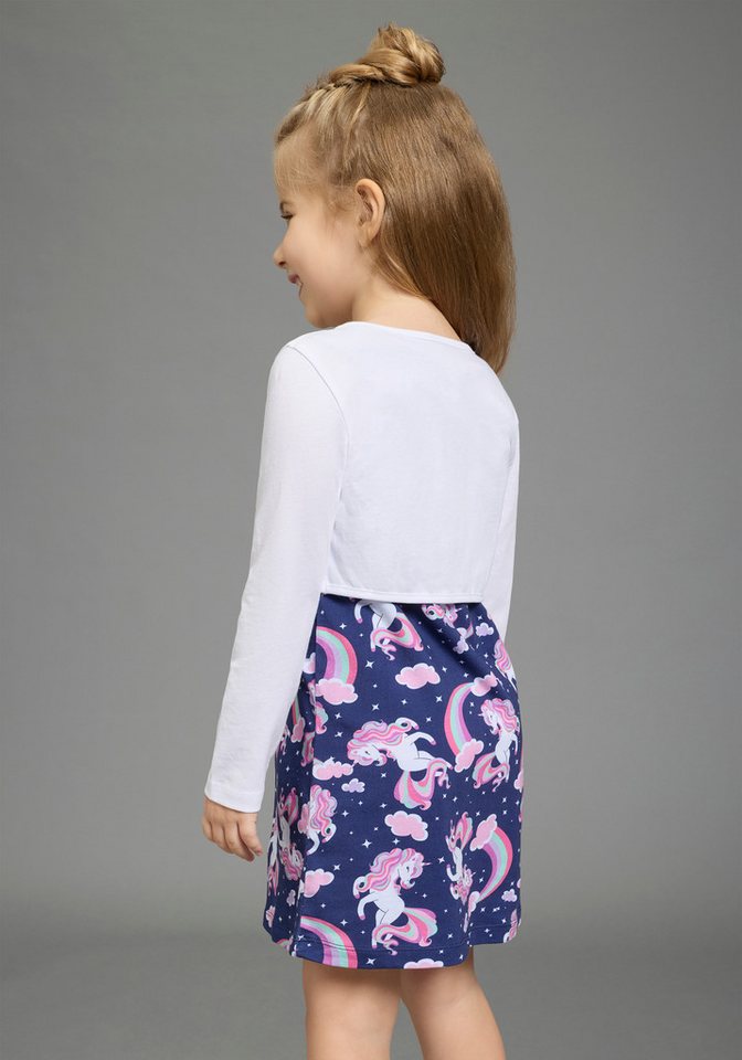 KIDSWORLD Bolero, Kleid & Leggings 2 tlg Set Kleid+Bolero Einhorn (Set, 2-tlg., 2) bedrucktes Design, aus Baumwollmischung, Single Jersey Material – Bild 5 von 5