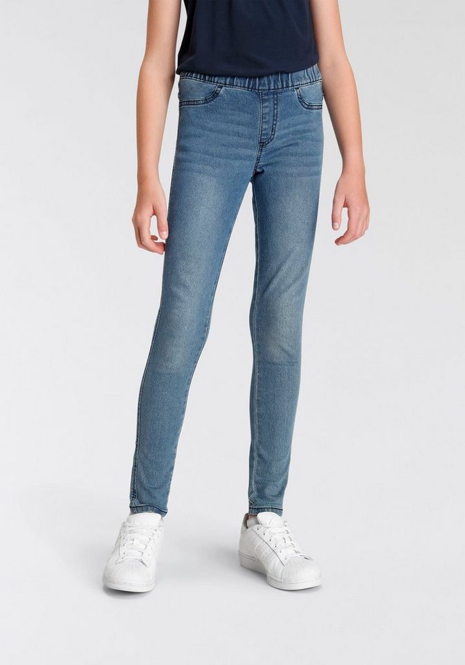 KIDSWORLD Jeansjeggings, Stetch-Jeans mit schmalem Bein schmale Beinform, mit Gummizug, lang, mit aufgesetzten Taschen – Bild 2 von 5