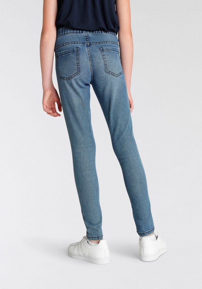 KIDSWORLD Jeansjeggings, Stetch-Jeans mit schmalem Bein schmale Beinform, mit Gummizug, lang, mit aufgesetzten Taschen – Bild 3 von 5