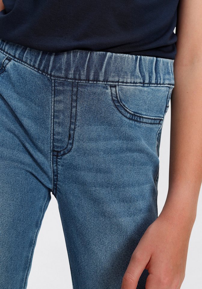 KIDSWORLD Jeansjeggings, Stetch-Jeans mit schmalem Bein schmale Beinform, mit Gummizug, lang, mit aufgesetzten Taschen – Bild 4 von 5