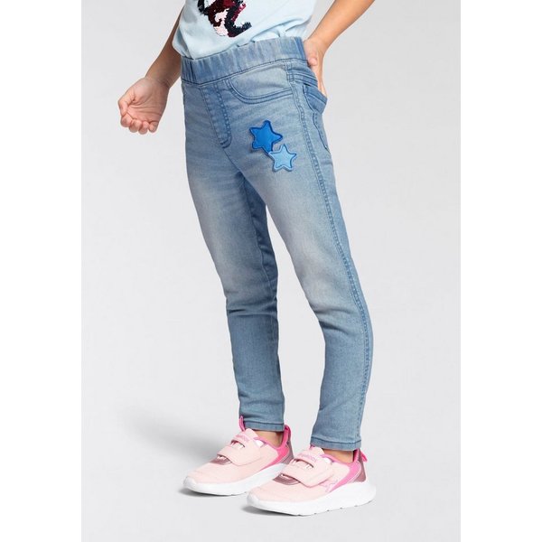 KIDSWORLD Jeansjeggings, Strecht-Jeans in Schlupfform schmale Beinform, mit Used-Waschung, normale Leibhöhe