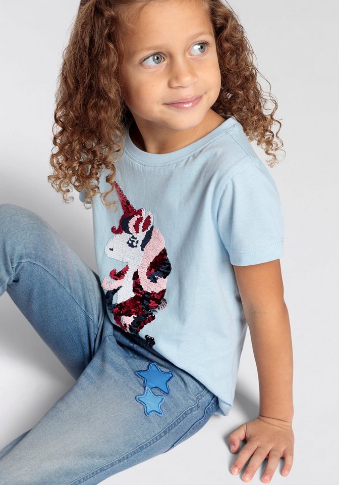 KIDSWORLD Jeansjeggings, Strecht-Jeans in Schlupfform schmale Beinform, mit Used-Waschung, normale Leibhöhe – Bild 4 von 5