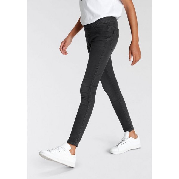 KIDSWORLD Jeansjeggings, Stetch-Jeans mit schmalem Bein schmale Passform, abgesteppter Beinabschluss, niedrige Leibhöhe